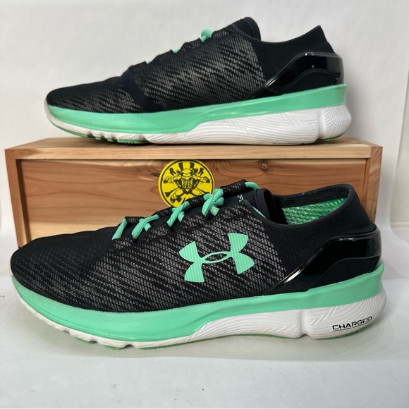 Under Armour SpeedForm Apollo 2 Reflective Black Green 1276682-001 Women Size 10 - Picture 3 of 9